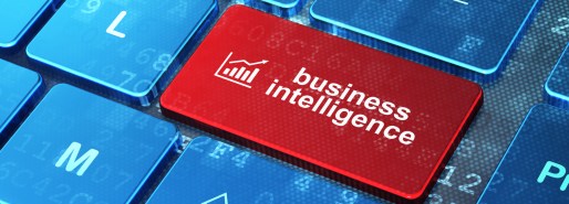 Business concept: computer keyboard with Growth Graph icon and word Business Intelligence on enter button background, 3d render